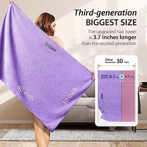 YFONG Larger Microfiber Hair Towel Wrap for Women, 30" X 40"Super Absorbent - Image 5