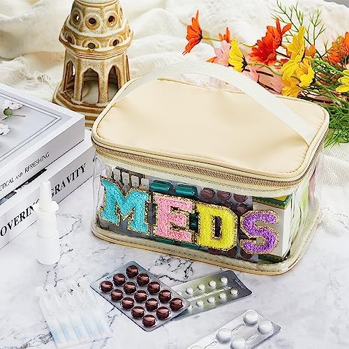 Geetery Meds Travel Bag Beige, Stylish Meds Chenille Letter Clear - Image 2