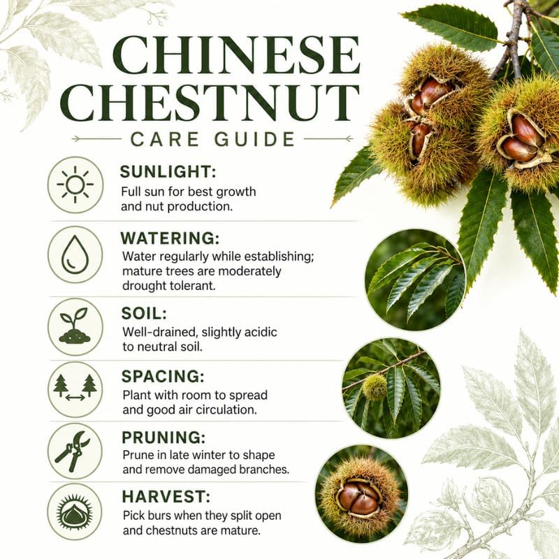 2 Chestnut Tree Live Plant, 4" Pot, 6-12" Tall, Cold-Hardy Potted Plant, Low Maintenance Nut-Bearing Shade Tree for Home Garden - Image 6