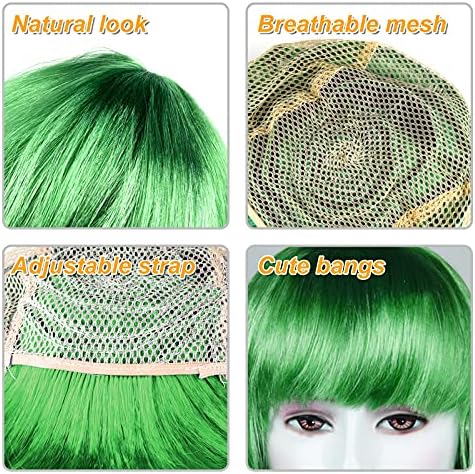 MIAHART Green Short Bob Wig and Sunglass Set - Image 3
