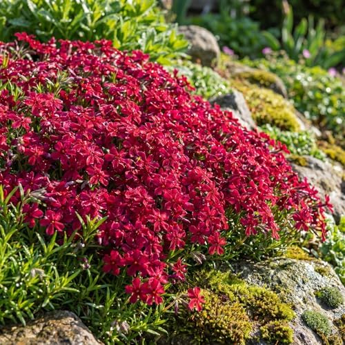 3 Red Creeping Phlox Plants, Perennial Ground Cover 4-6 Inches by GardenNurserySince1996