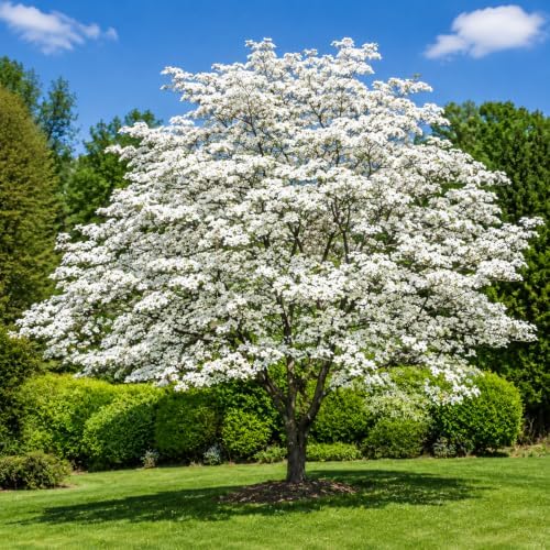 White Dogwood Plant Live for Planting, White Flowering Ornamental Tree, Dogwood Tree, 6-12 Inch Tall, Quart Pot, Dormant in Winter by HARINI