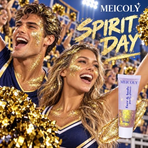 MEICOLY Chameleon Gold Hair Glitter,Halloween Mardi Gras Outfit for Women,Color Changing Game Day Spirit Day Wear Face Glitter,Self-Adhesive Chunky Holographic Body Glitter for Concert Clubbing - Image 2