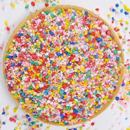 Mini Rainbow Confetti Gravel Pebbles Mix Colored Stones Aquarium Gravel Decorative Colored Garden Sand Succulent Cactus Bonsai Gritty Mix Rocks for Top Dressing, Landscaping, Home Decor 2.2 lbs - Image 2