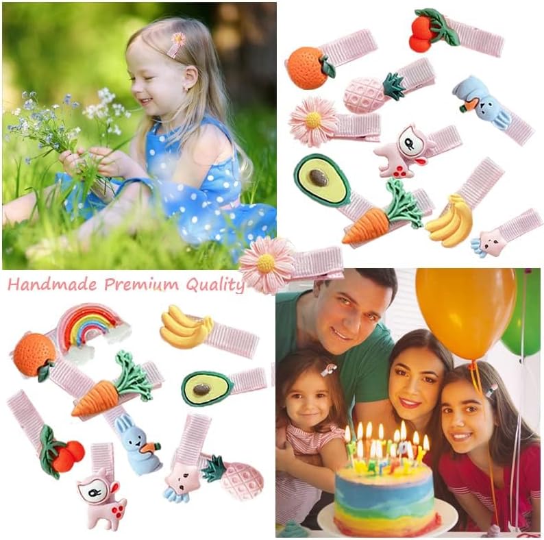 28 PCS Cute Hair Clips Fashion Girls Hair Accessories Flower Fruit Colorful Rainbow Candy Dessert Lovely Animal Barrettes Set Non-slip Metal Snap Pins for Girls Kids Teens Toddlers (Style C) - Image 3