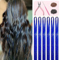 Sapphire Blue Hair Tinsel Kit 48 Inches 1200 Strands with Tools and Instruction Easy to Install Fairy Glitter Tinsel Hair Extensions for Women and Girls，Shinny Sparkling Braiding Hair Accessories by Fiwecos