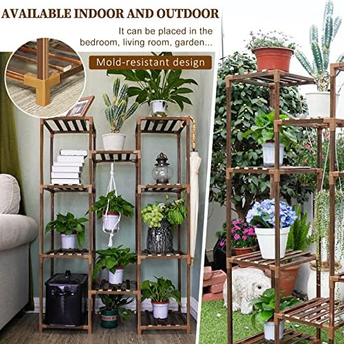 Plant Stand Indoor Outdoor, 10 Tiered Plant Shelf Wood Plant Rack - Image 5