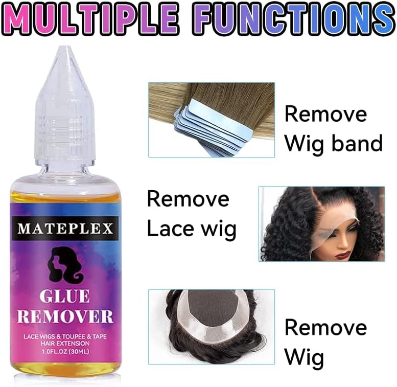Lace Glue Pen and Remover Set for Travel，Portable Wig Adhesive Pen(5 ml) Quick Acting Glue Remover (Yellow,30 ml) - Image 3