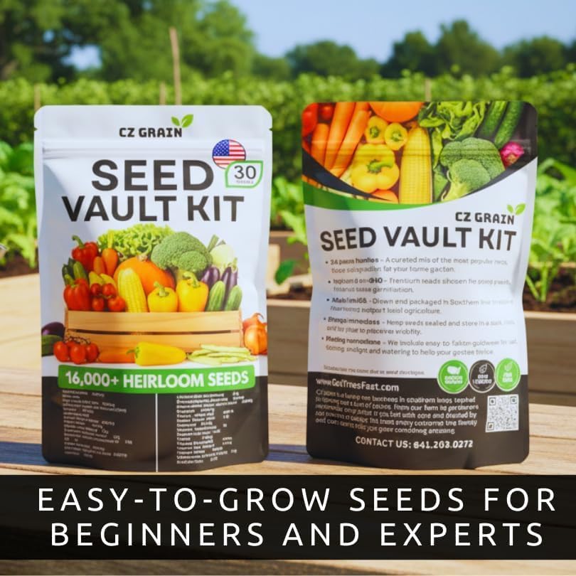 CZ Grain Seed Vault Kit, 30 Heirloom Vegetable & Herb Varieties, 16,000+ Non-GMO Seeds for Planting, Open Pollinated Survival Garden Seed Pack, USA Packed, Home Garden Starter Kit - Image 4
