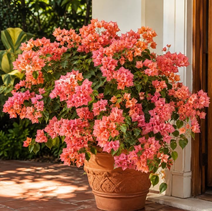 Orange Bougainvillea Plant Live for Planting, Orange Flower Vine Plant, Vibrant Bougainvillea Tree for Home Garden 4 to 6 Inch Tall, No Pot - Image 2