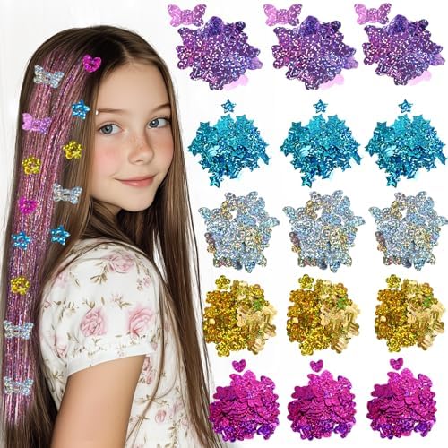 AOSITE 200PCS Girls Hair Glitter Patch-No Stamper Tool, Girl Birthday Gift by Aosite