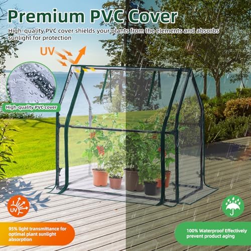 Mini Greenhouse for Indoor Outdoor: Ohuhu Tabletop Portable Green House with Waterproof Pad for Small Plants Nursery Germination, 36"x18"x33" Heavy-Duty Cover Tent Humidity Dome Seedling Accessory - Image 3