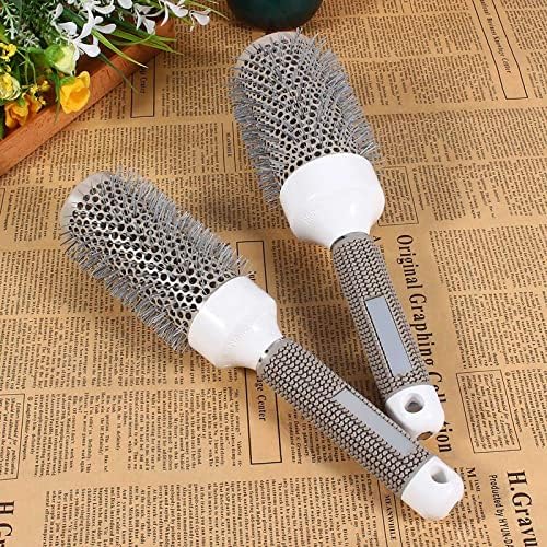 5 Optional Sizes,Curling Iron Brush 5 Sizes Salon Barber Brushes Temperature Resnt Ceramic Iron Comb Round Brush for Curly Tangled Hair Blow Drying (19#) - Image 3