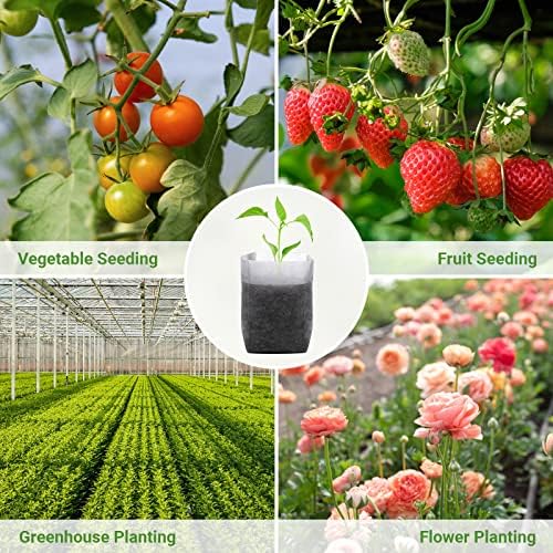 GREANER Biodegradable Seed Nursery Bags - 6.6x7.8 inches, 100PCS Non-Woven Plants Grow Bags for Vegetables, Fabric Seedling Pots Plants Pouch for Flower Fruit Tree, Garden Agricultural Supply - Image 2