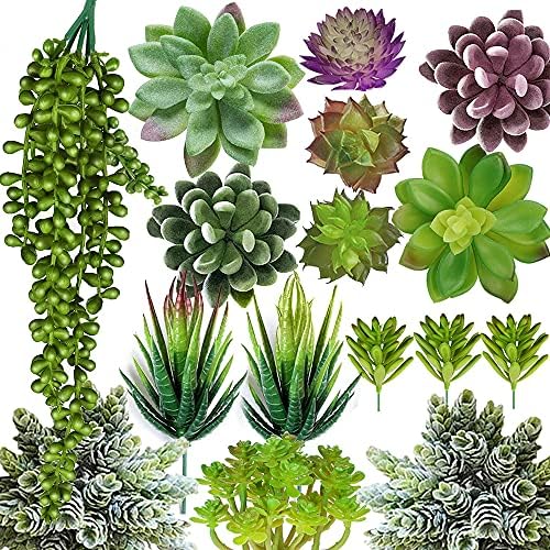 Anoak 16pcs Fake Succulents, Artificial Succulent Plants for Outdoors by ANOAK