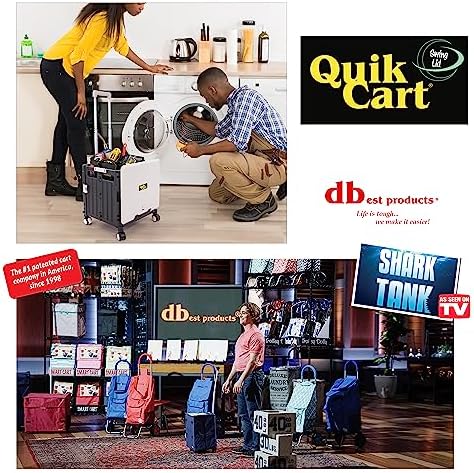dbest Products Quik Cart Swing Lid Four Swivel Wheeled Rolling Crate Teacher Utility with seat Heavy Duty Collapsible Basket with Dual Telescopic Wagon Handle - Image 6