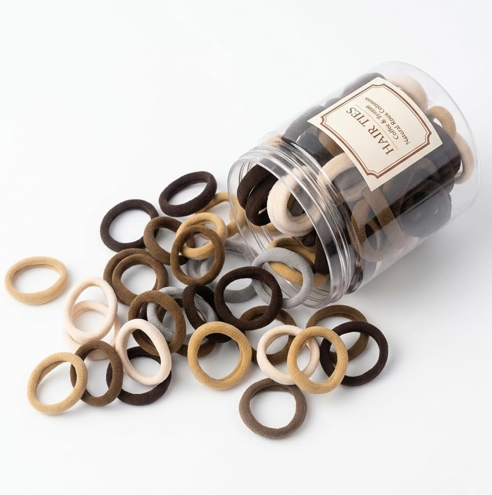100 Pcs Baby Hair Ties, Small No Damage Elastic Hair Bands(Coffee Tones） - Image 2