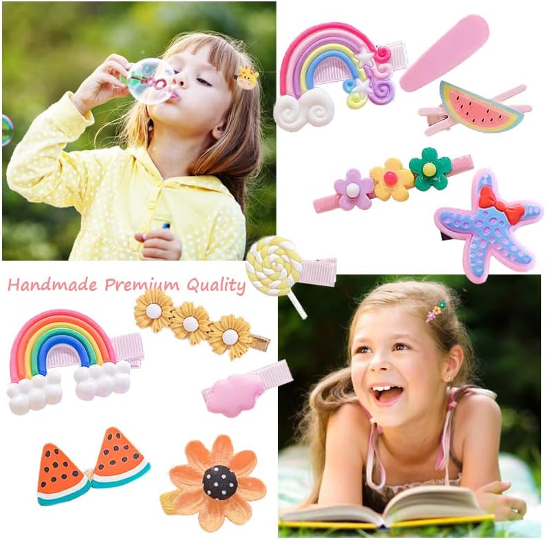 Girl Hair Clips, Toddler Hair Accessories, Girls Clips for Hair clips for kids, toddler girls barrettes Hair Pin, Flower Rainbow Candy Fruits Set Cute hair clips for girls kids Baby (Style 7) - Image 5