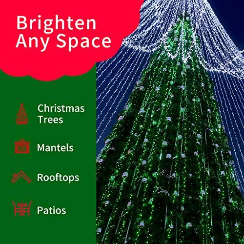 Ultra-Bright Connect End to End Green Christmas Mini Light 300L 63.8Ft(2Sets-Each 150L)UL Listed Incandescent Bulb String Light for Indoor Outdoor Holiday Garden Party Christmas Tree Decor - Image 6