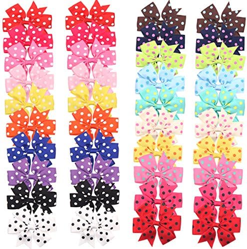 40Pcs 3" Hair Bows for Girls Toddler Pinwheel Polka Dot Bow Alligator Clips - Image 2