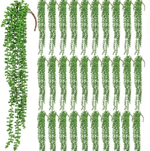 Janinka 32 Pcs Artificial Succulents Bulk Hanging Plants 24 Inches by Janinka