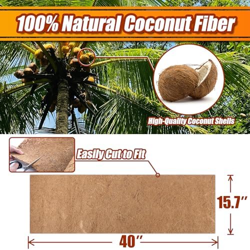 Sinimaka Coco Liner Roll, 16 x 40 Inch Coconut Fiber Liners for Planter Window Box Flower Basket, Natural Coco Coir Sheet Coco Mats for Animal Pet Pad, Reptile Carpet, Garden Decoration - Image 2