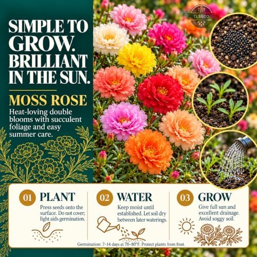24500 Double Mix Moss Rose Flower Seeds, Portulaca Grandiflora - Image 2