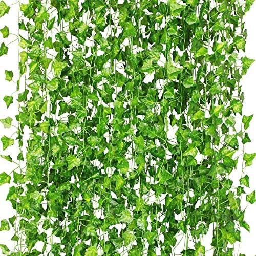 72 Pack 504Ft Artificial Ivy Fake Vines,Ivy Garland Greenery Garland Fake Hanging Plants Vines Aesthetic Green Leaves for Bedroom Wedding Party Garden Wall Decor by CQURE