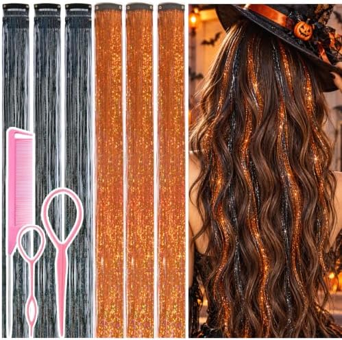Happy Halloween Hair Tinsel Clip in Colors Fairy Hair Tinsel Kit by Rootoofocusesonthesecretstoenhancingwomensbeauty