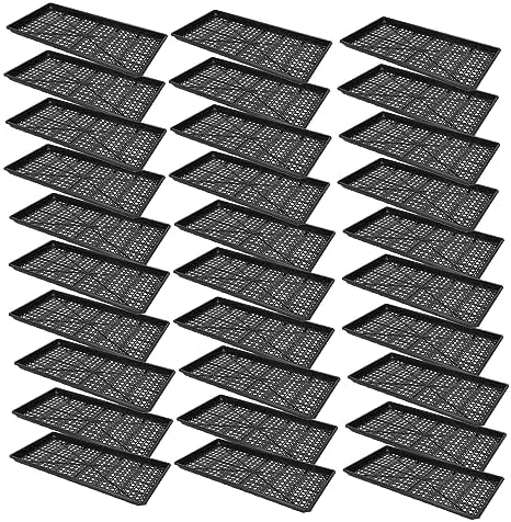 SUNPACK 10" x 20" Heavy Duty Mesh Plastic Seed Starting Tray, Black, 1" (Pack of 30) - Ensures Water Drainage and Aeration, Perfect for Greenhouses or Indoor Gardening by SUNPACK