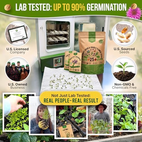 25 Culinary Herbs & Edible Flower Seed Variety Pack for Planting Indoor & Outdoors. 11900+ Non-GMO Heirloom Flower Seeds: Basil, Borage, Echinacea, Lavender, Oregano, Rosemary Seeds & More - Image 2