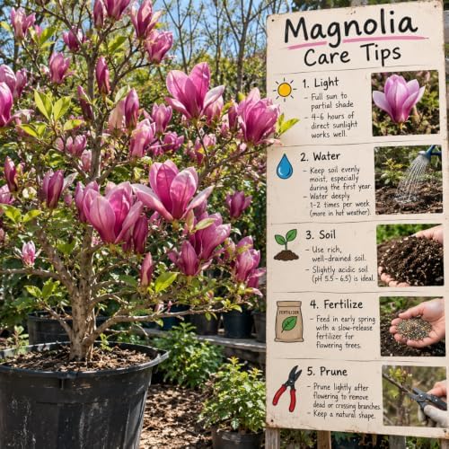 Star Magnolia Live Plant, Flowering Tree, 6-12 Inch Tall, 2.5 Inch Pot - Image 3