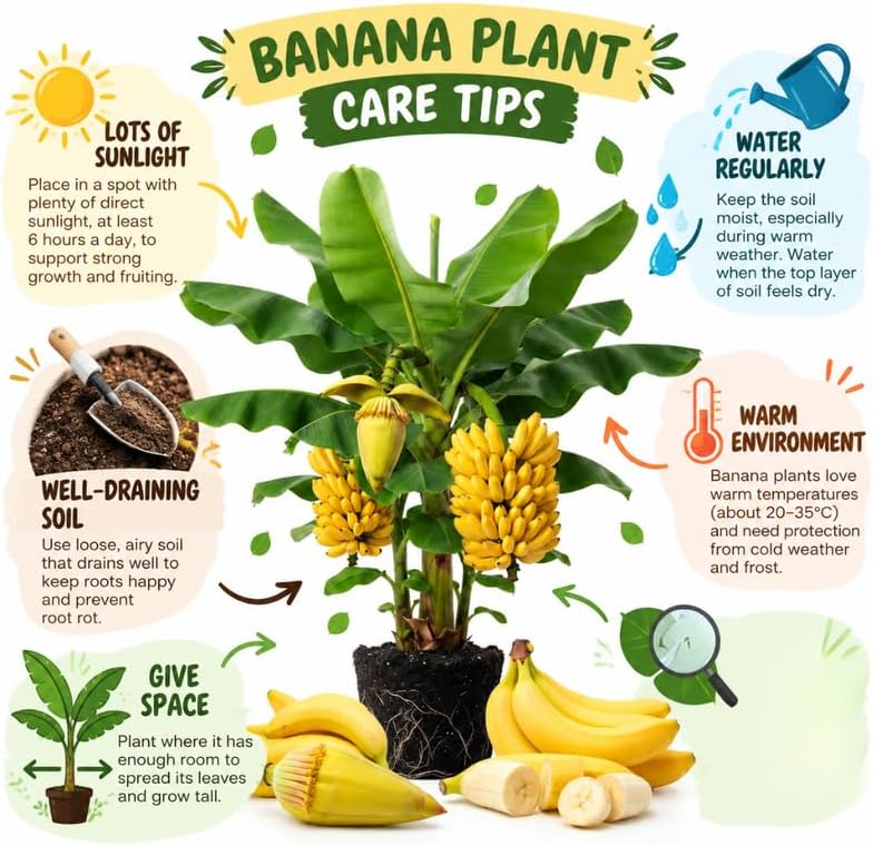 Basjoo Banana Tree Live Plant, Edible Fruit, 4-6" Tall - Image 3