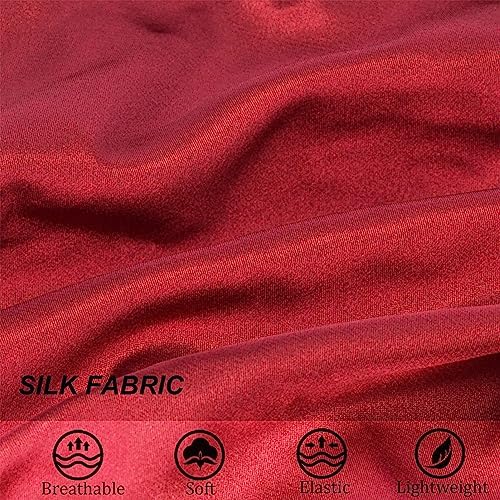Silk Bonnet for Sleeping Satin Bonnets Double Layer Reversible Hair Cap Bonnet for Women Long Curly Braid Hair (Crimson) - Image 4