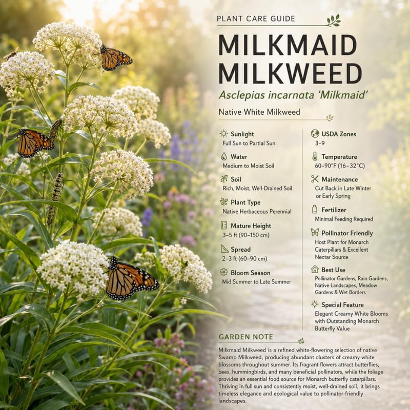 2 Live Milkweed Plant, White Swamp Milkweed Live Plant, 4-6 Inch Tall, Flowering Milkweed Plant for Outdoor Gardens, Easy to Grow - Image 6