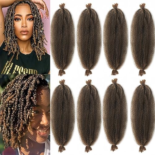 18 Inch Pre-Separated Springy Afro Twist Hair 8 Packs Pre-Fluffy Natural Curls are Perfect for Marley Crochet Hair Suitable for Black Women (1B/30, 18 Inch (Pack of 8)) by Celie