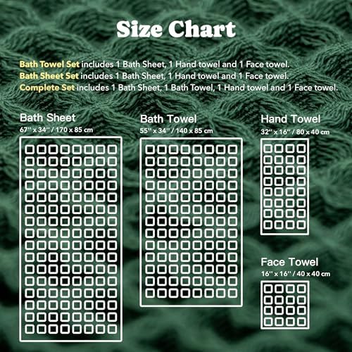 Luxury Organic Japanese Cotton Waffle Bath Towel | Thick, Absorbent, Quick Dry Bathroom Towels for Shower, Sauna, Onsen| Hotel & Spa Quality, Gift-Ready (Forest Green, Bath Towel Set (3-Piece)) - Image 6