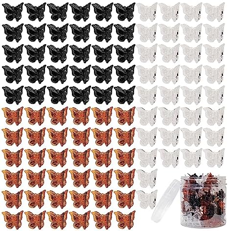100 Pieces Assorted Color Butterfly Hair Clips, Beautiful Mini Butterfly Hair Clips Hair Accessories for Women and Girls (Black， white， brown) by Ruocce