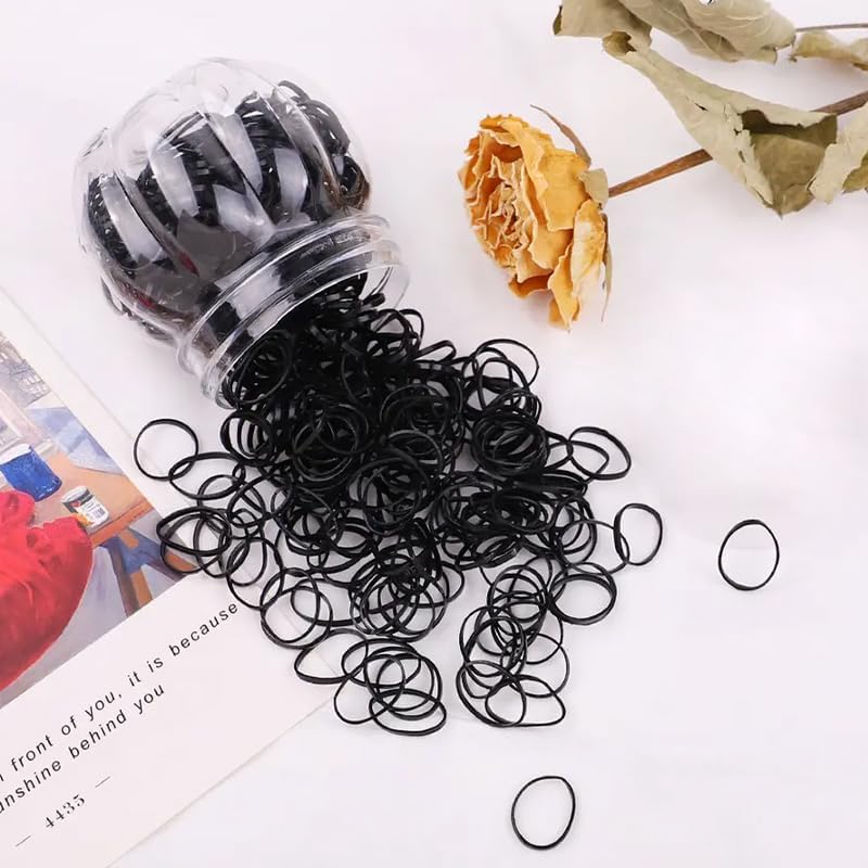 Elastic Hair Rubber Bands 2000 PCS Soft Ponytail Elastics Holders Small Hair Ties for Blond Kids Baby Girls Toddler Infants Hair No Crease Damage No Hurt Thin Easy to dismantle Mini TPU Hair Tie Black - Image 3