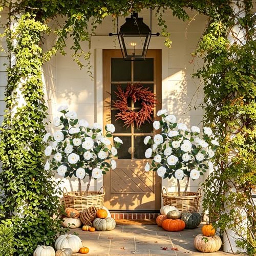 2Pack 48"/4FT Artificial Camellia Trees for Outdoor, Dual-Stem Design Plant - Image 6