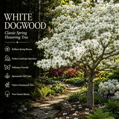 White Flowering Dogwood Tree - Cornus Florida in Quart Pot - 6-12" Tall, Live Tree for Pollinator Gardens and Patios - Image 4