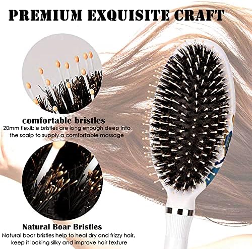 Hair Brush, Boar Bristle Hair Brushes for Women Kids Thick Curly Wet Dry, Smoothing Detangling Hairbrush Adds Shine and Improves Hair Texture, Comb and Giftbox Included2 - Image 2