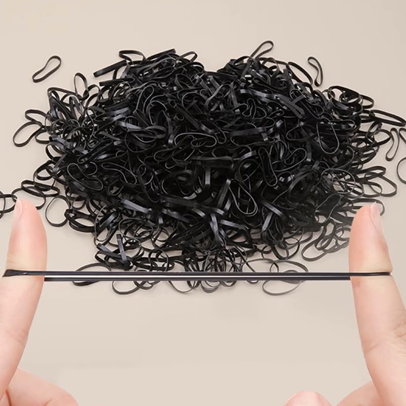 Elastic Hair Rubber Bands 2000 PCS Soft Ponytail Elastics Holders Small Hair Ties for Blond Kids Baby Girls Toddler Infants Hair No Crease Damage No Hurt Thin Easy to dismantle Mini TPU Hair Tie Black - Image 2