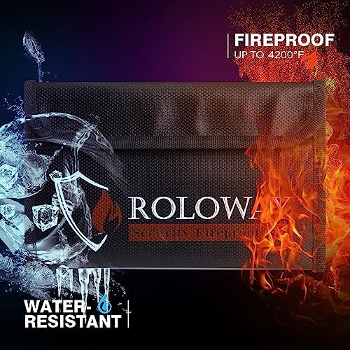 ROLOWAY Small Fireproof Bag (5 x 8 inches), Non-itchy Fireproof Money Bag for Cash, Valuables, Passport, Currency & Keys (2-Pack Black) - Image 3