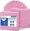 480 Pack Disposable Dental Bibs 13"x18", 3-Ply Waterproof Tattoo Bibs Sheet for Nail Salon, Dental Clinic, Feeding, Tattoo Shop (Pink) by TENKAIWICK
