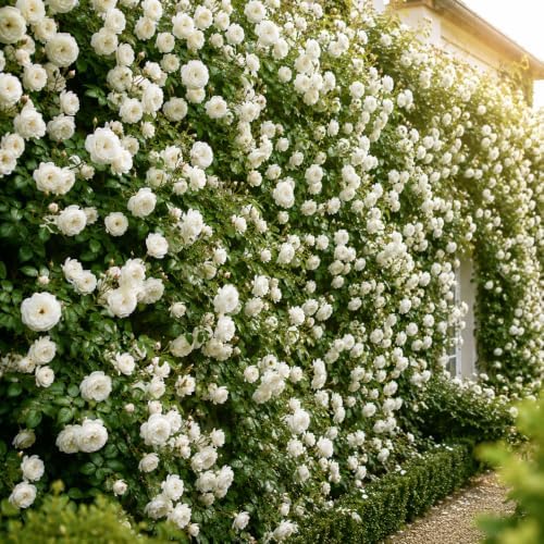 White Climbing Roses Live Plant 4-6" Tall in Medium Pot, Heirloom Climbing Rose Bush, Fragrant High-Yielding Perennial Flowering Vine for Trellis & Fence - Image 6