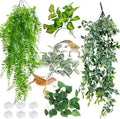 Reptile Plants for Terrarium Hanging Fake Leaves with Suction Cup by Hamiledyi