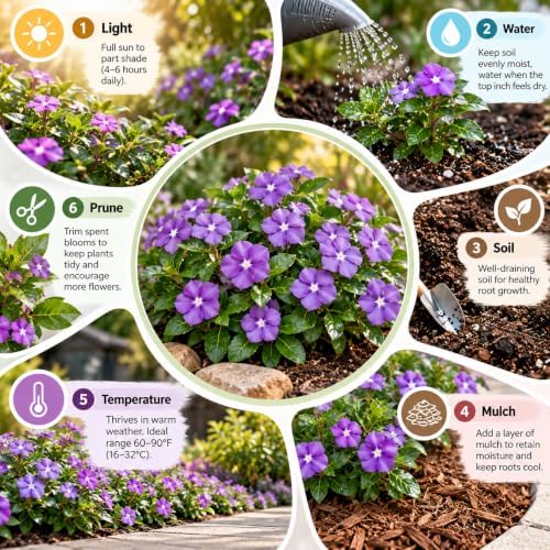 Set 12 Vinca Periwinkle Live Vines, Hardy Perennial Flower Plant - Image 4
