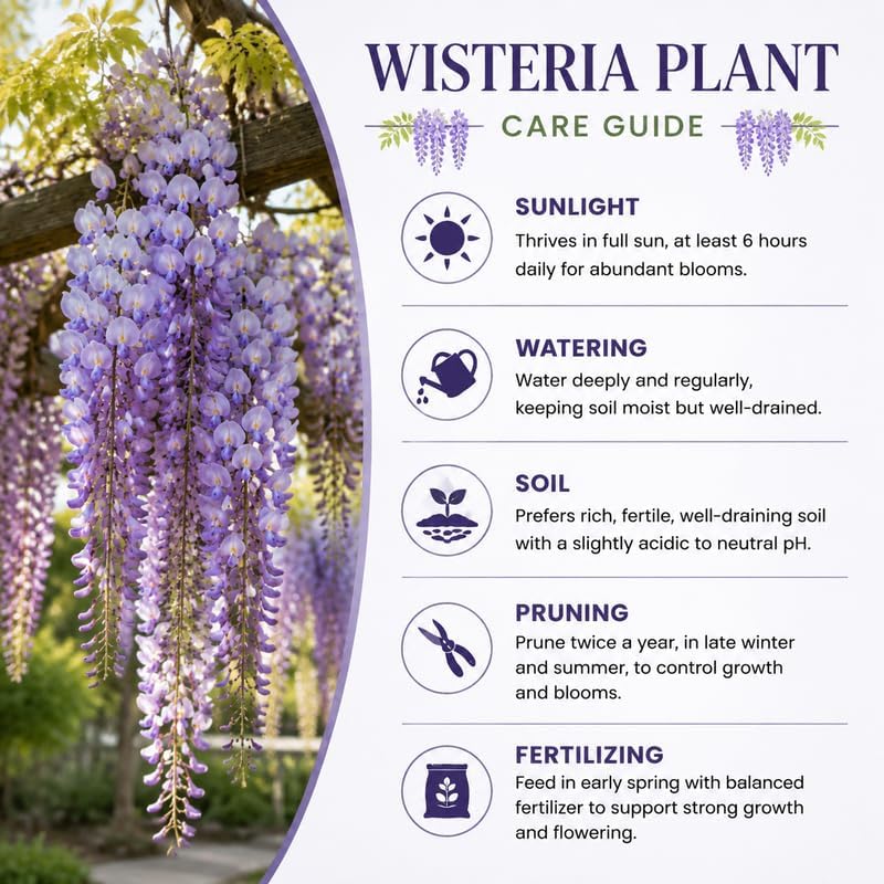 Purple Wisteria Tree Live Plant, 6-12" Tall Wisteria Live Plant, Hardy Perennials, Fast Growing Flowering Vine for Garden and Trellises - Image 6