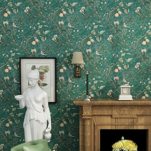 Q QIHANG Non-Woven Wallpaper 1.73' W x 32.8' L (Dark Green) - Image 5
